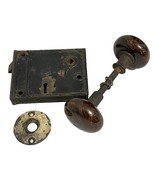 Vintage Corbin Mortise Lock Brown Tiger Swirl Woodgrain Porcelain Door K... - $71.42 CAD