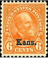1929 6c James A. Garfield &quot;Kansas Overprint&quot; Scott 664 Mint F/VF NH - $54.69 CAD