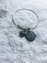Bangle Bracelet, paw print message charms, stainless steel - £13.18 GBP