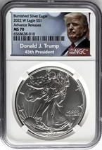 2022W- Burnished American Silver Eagle- NGC- MS70- Advance Release- Donald Trump - £280.31 GBP