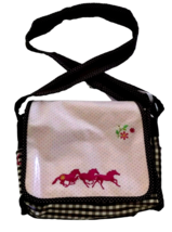 Die Spiegelburg VTG Pink Embroidered Horse Shoe Floral Polka Dot Crossbody Bag - £25.57 GBP