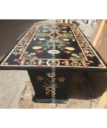 5&#39;x3&#39; Black Marble Dining Room Table Top With Stand Inlay Restaurant Dec... - $9,909.94 CAD