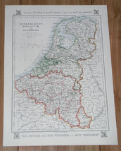 1921 Original Antique Map Of Netherlands Holland Belgium / France On Rev. Side - £15.11 GBP