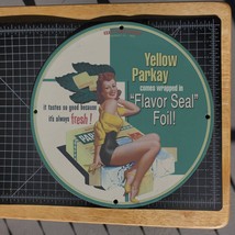 Vintage 1950 Kraft Foods Yellow Parkay Margarine Porcelain Gas &amp; Oil Metal Sign - £100.77 GBP