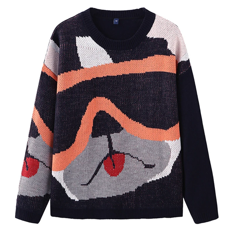 Winter Casual Pullover Knitwear Men Hip Hop Streetwear Harajuku  Vintage Japanes - £193.67 GBP