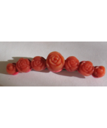 Molded Celluloid Faux Coral Rose Flower Art Deco Style Brooch 2 inch - £19.64 GBP