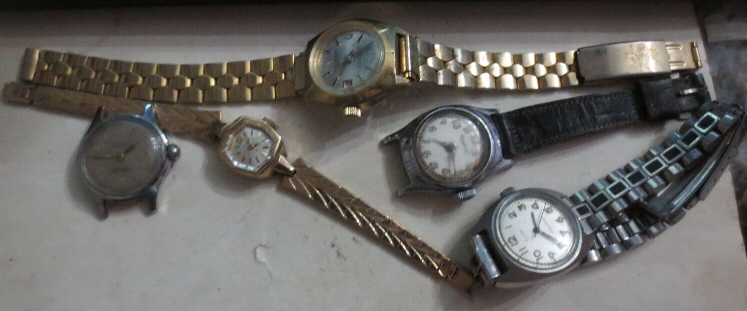 5 Vintage ladies women&#39;s watches Benrus Elgin Denoma - $13.99