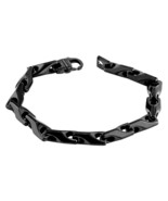 Mens Black Tungsten Carbide Chain Link Bracelet Cybergoth Rocker Cuff Ba... - $99.99