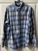 Arrow Shirt Mens XL Blue Plaid Flannel Long Sleeve Button Down Cabincore... - £10.50 GBP