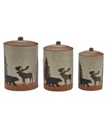 Wilderness Trail Ceramic Rustic Country Cabin Canister Set of 3 - $132.62 CAD