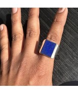 Natural Lapis Lazuli Ring 925 Silver Statement Ring Men Signet Ring Husb... - £80.59 GBP