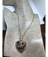 Vintage Mixed Gemstones Heart Choker  Necklace 925 Sterling Silver - £145.94 GBP