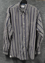 VTG 90’s BUGLE BOY Shirt Mens XL Blue Striped Button Down Cotton Long Sleeve - $25.22