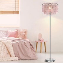 Modern Floor Lamps Living Room Lighting Standing Crystal Chrome Tall Pink New - £77.13 GBP