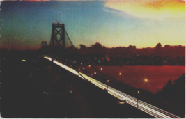 Postcard California San Francisco-Oakland Bay Bridge at Night  5.5 x 3.5 Ins - £3.15 GBP