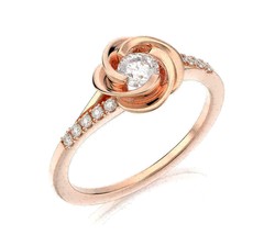1.50 Ct Round Diamond Swirl Flower Solitaire Engagement Ring 14K Rose Gold Over - £84.47 GBP