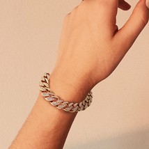 [Icemond] Iced Double Lock Cuban Chain Bracelet - Gold/Silver - £14.37 GBP