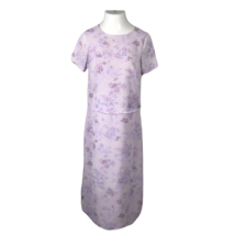 Kathie Lee Vintage Long Dress ~ Sz S (4/6) ~ Purple Floral ~ Lined ~Short Sleeve - £17.76 GBP