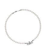 Golden Silver Saturn Pearl Necklace Diamond Pearl - £86.52 GBP