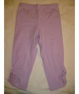 365 Kids Girls Solid Cinch Capri Pants W Rhinestones Size 6 Lavender  New - £8.44 GBP