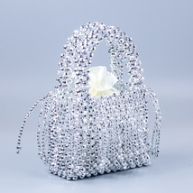 Bead Handbag Beaded Evening Bag Crystal Purse Luxury Clutch Bag  Silver Bag - £60.03 GBP
