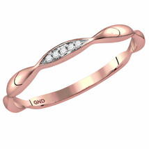 10kt Rose Gold Womens Round Diamond Contour Stackable Band Ring .02 Cttw - £128.51 GBP