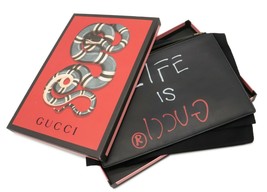 GUCCI Ghost 445597 Black Leather Clutch Bag W30cm H20cm - $452.43