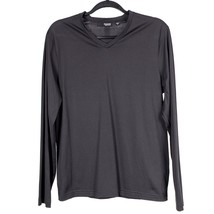 Murano Liquid Luxury Shirt Mens M Long Sleeve VNeck Gray Black 100% Cotton - £12.36 GBP