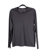 Murano Liquid Luxury Shirt Mens M Long Sleeve VNeck Gray Black 100% Cotton - $15.70