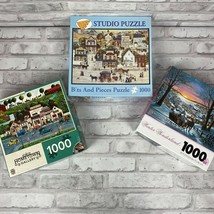 3 Puzzles Winter Wonderland Hometown Gallery Bits &amp; Pieces 1000 pcs. - $21.93