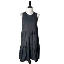 J. Crew Tiered Black Poplin Black Popover Mini Dress Sleeveless Women&#39;s ... - £30.03 GBP