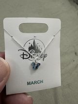 Disney Parks Mickey Mouse Aquamarine March Faux Birthstone Necklace Silver Color image 7