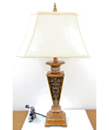 Exquisite Boulle Style Gold Table Lamp with Shade 27.5" Tall  - $197.01