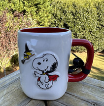 SNOOPY Vampire Woodstock On Broom Rae Dunn Peanuts Halloween Mug NEW Cup 2023 - £18.68 GBP