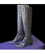 Stuart Weitzman Mid Calf Boots Croc Leather Women 8.5 - $300.00
