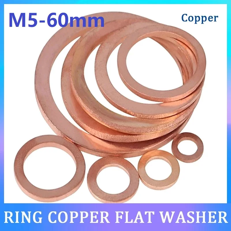 10-50pcs M5 M6 M8 M10 M12 M14 M16 M18 M20 M22 Copper Flat Gasket Flat Ring Gaske - £39.46 GBP