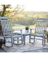 Outdoor Rocking Chair Set of 2 + Table, Weatherproof, Oil Stain, Resort Quality - £1,025.76 GBP