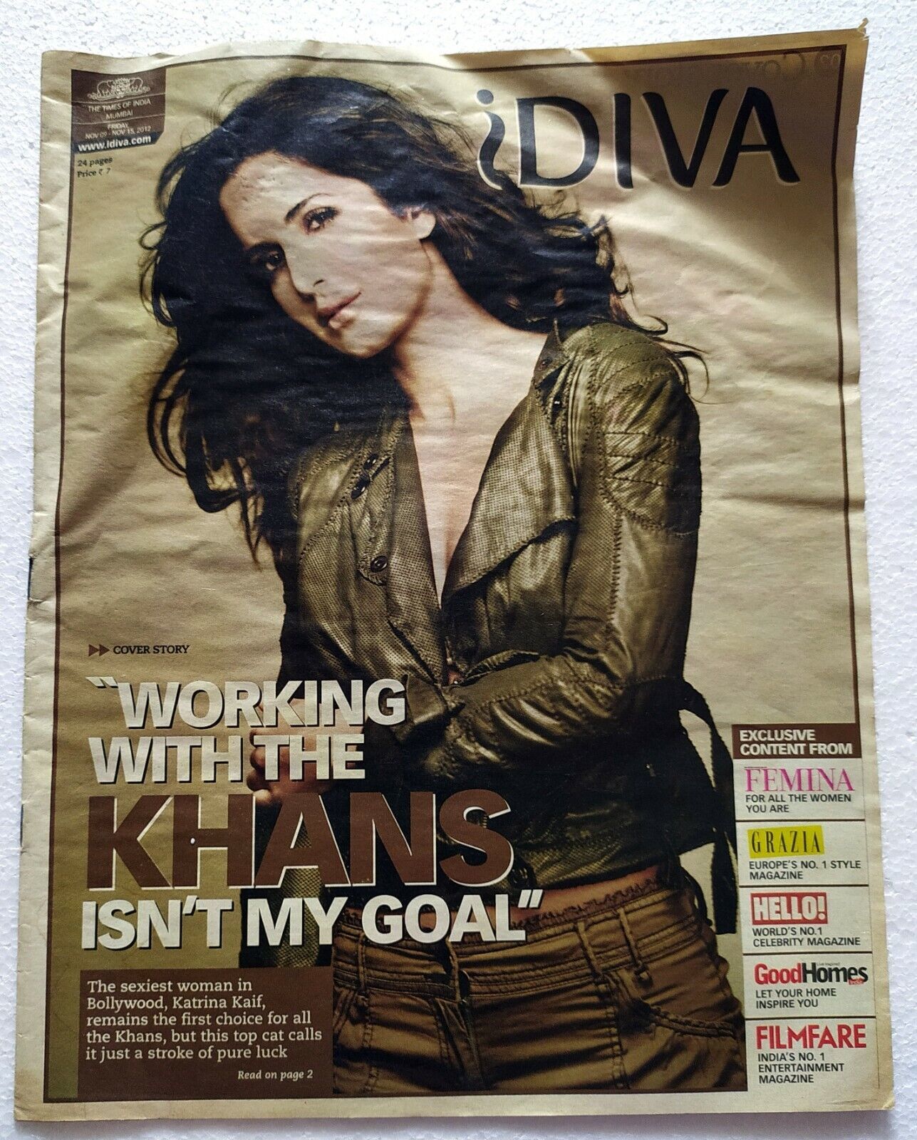 iDiva Supplement Nov 2012 Katrina Kaif Kamal Haasan Arjun Kapoor Pallavi - $17.99