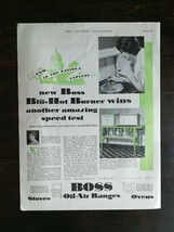 Vintage 1931 Boss Oil-Air Ranges Stove &amp; Oven Full Page Ad - £5.24 GBP