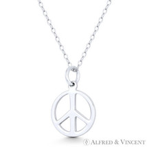 Peace Sign Charm Hippie Movement Symbol 19x13mm Pendant in .925 Sterling Silver - $21.37+