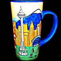 Seattle Grande 3D Puff Coffee Mug Space Needle Mount Rainier Pike Place ... - £19.97 GBP