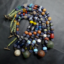 4 Vintage Lapis and Glass beaded Necklaces With Old pendants Lot 4 LPS4 - $116.40