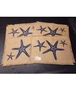 TOMMY BAHAMA Set of 4 100% Jute Placemats Navy Blue Starfish 13 x 19 Nat... - $22.91