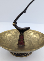 Vintage Jerusalem Brass Nut Cracker Pedestal Bowl Judaica Israel Signed PERRI image 5