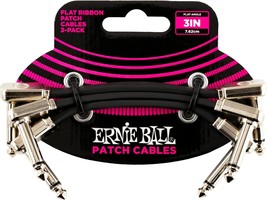 Ernie Ball Flat Ribbon Patch Cable 3-Pack, 3 In, Black (P06220) - £27.23 GBP