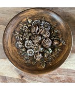 Vintage 3D 1970 Ceramic Floral  Wall Art Plaque 13.75” Diameter - $18.50