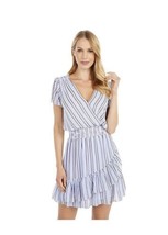 Michael Kors Blue Striped Wrap Dress with Ruched Elastic Waist Size OX - £18.95 GBP