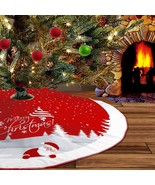 Christmas Tree Skirt Red Xmas Tree Ornaments For White Soft Plush Christ... - £31.12 GBP