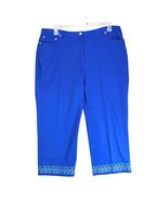 NWT Ruby Rd Blue Embroidered Capri Pants Women&#39;s 16 Comfort Waist 38x22.... - $511.06 MXN