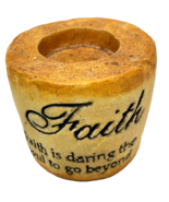 Vintage Tealight Candle Holder Faith is Daring The Soul To Go Beyond 2.5x3&quot; - £12.36 GBP